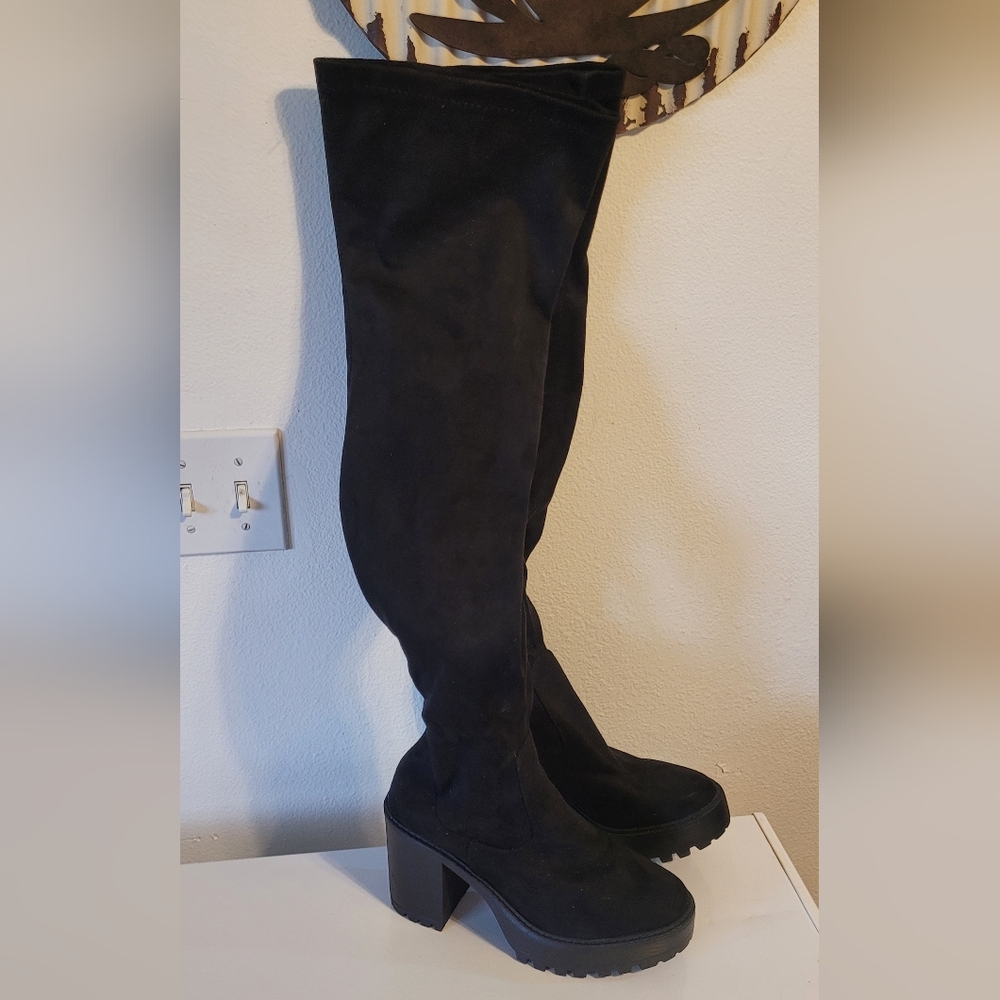 Black diba Boots Thigh High Women's  Sz 9.5 - Picture 2 of 14